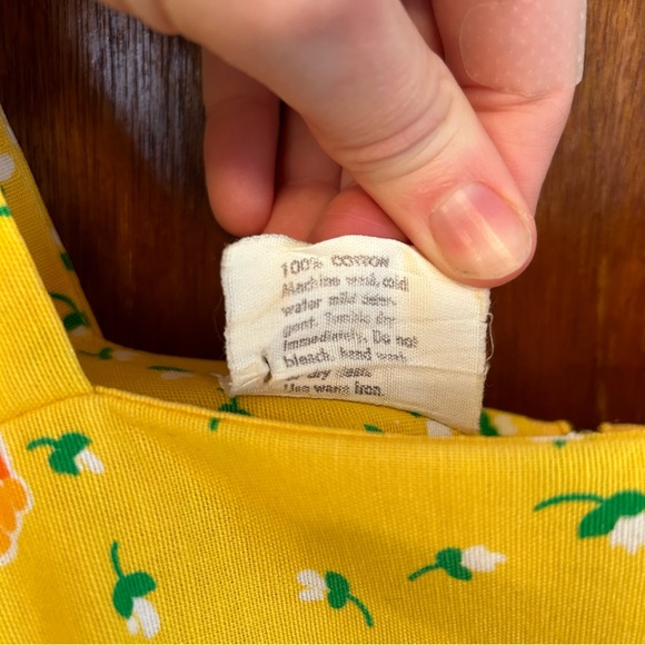 Vintage Yellow Cotton Dress With Daffodils Sz M - Picture 4 of 7